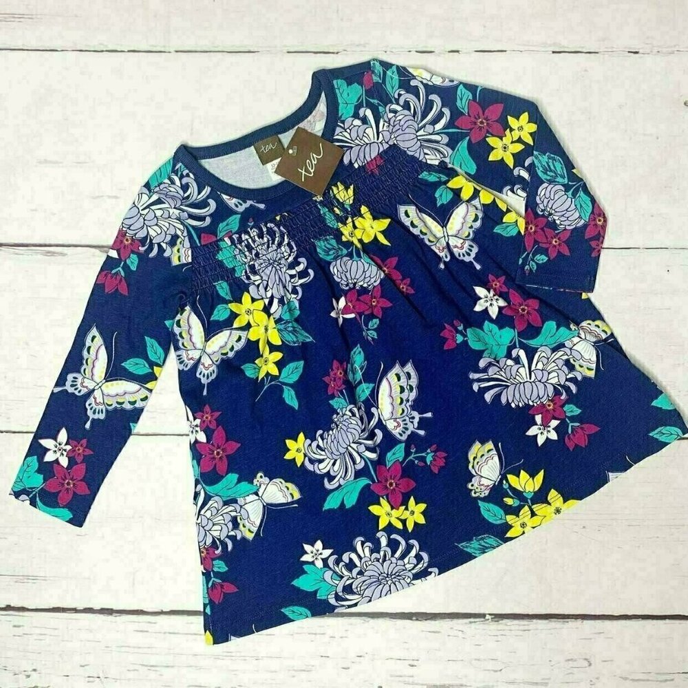 NEW! Tea Collection Blue Blossoms Dress 12-18m